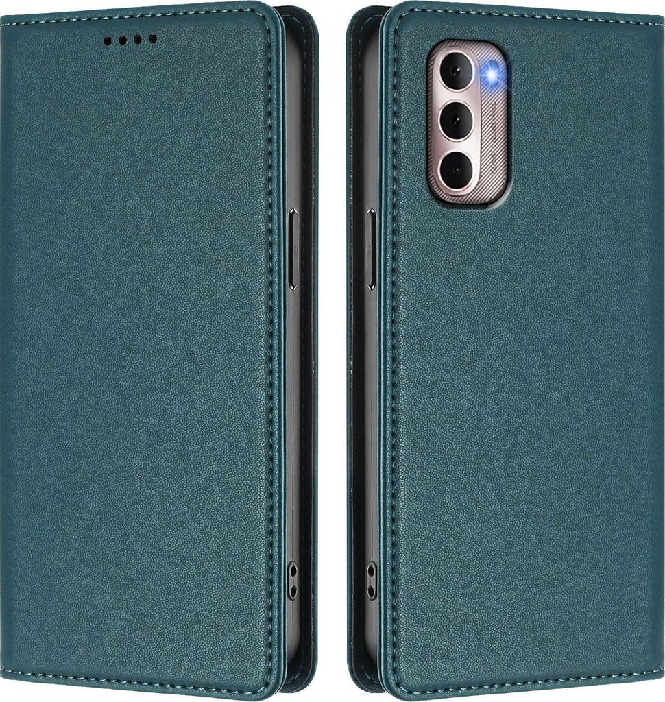 Handyhülle für Motorola Moto G Stylus 2022 4G, Kunstleder Klapphülle Stoßfeste Magnetische Hülle mit Ständer Grün