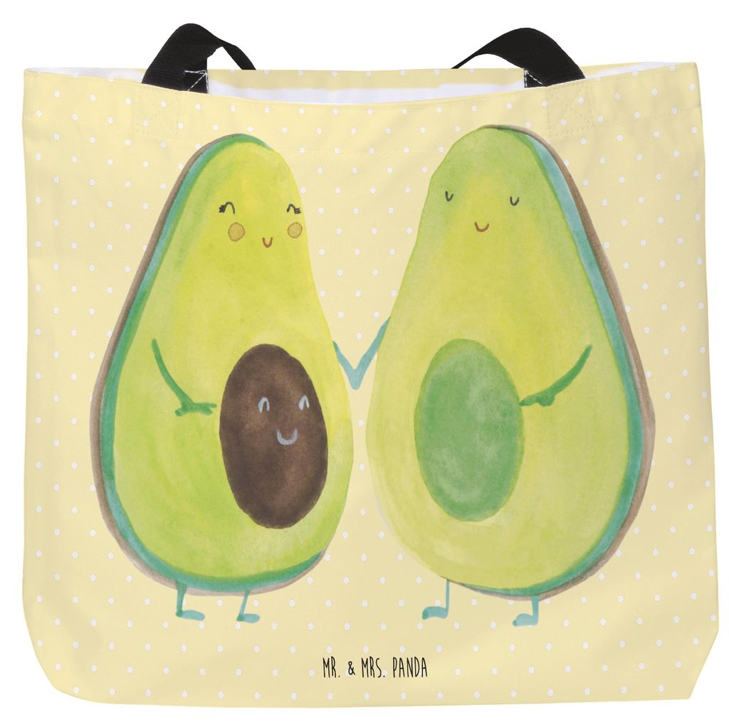 Mr. & Mrs. Panda Tote Bag Avocado Pärchen - Gelb Pastell - Geschenk, Schwangerschaft, Avocados, Tragetasche, Hochzeit, Reisetasche, Geburt, Tasche...
