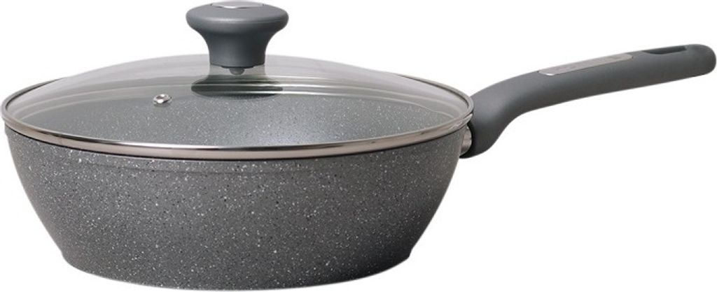 KAMILLE Pfanne MARCOS Granitpfanne 24 cm Induktion Wokpfanne Antihaft-Pfann Bratpfanne mit Deckel