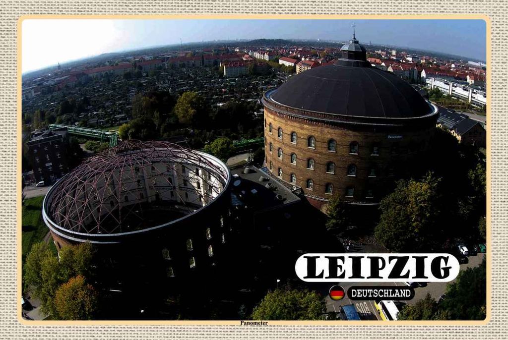 vianmo Holzschild 20x30 cm Leipzig Blick auf Panometer Bildmotiv Reisemotiv Abenteuer Reisen