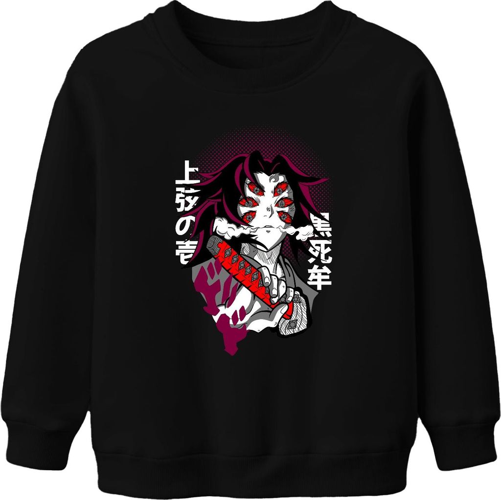 Sechsäugiger Dämon Samurai Anime Katana Manga düster Geschenk Uni Kinder Sweatshirt Pullover, Schwarz, 104