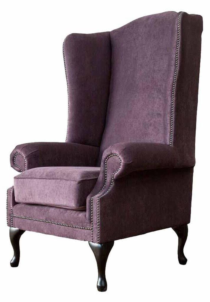 Sessel Chesterfield Textil Lounge Club Polster Lila Luxus Ohrensessel