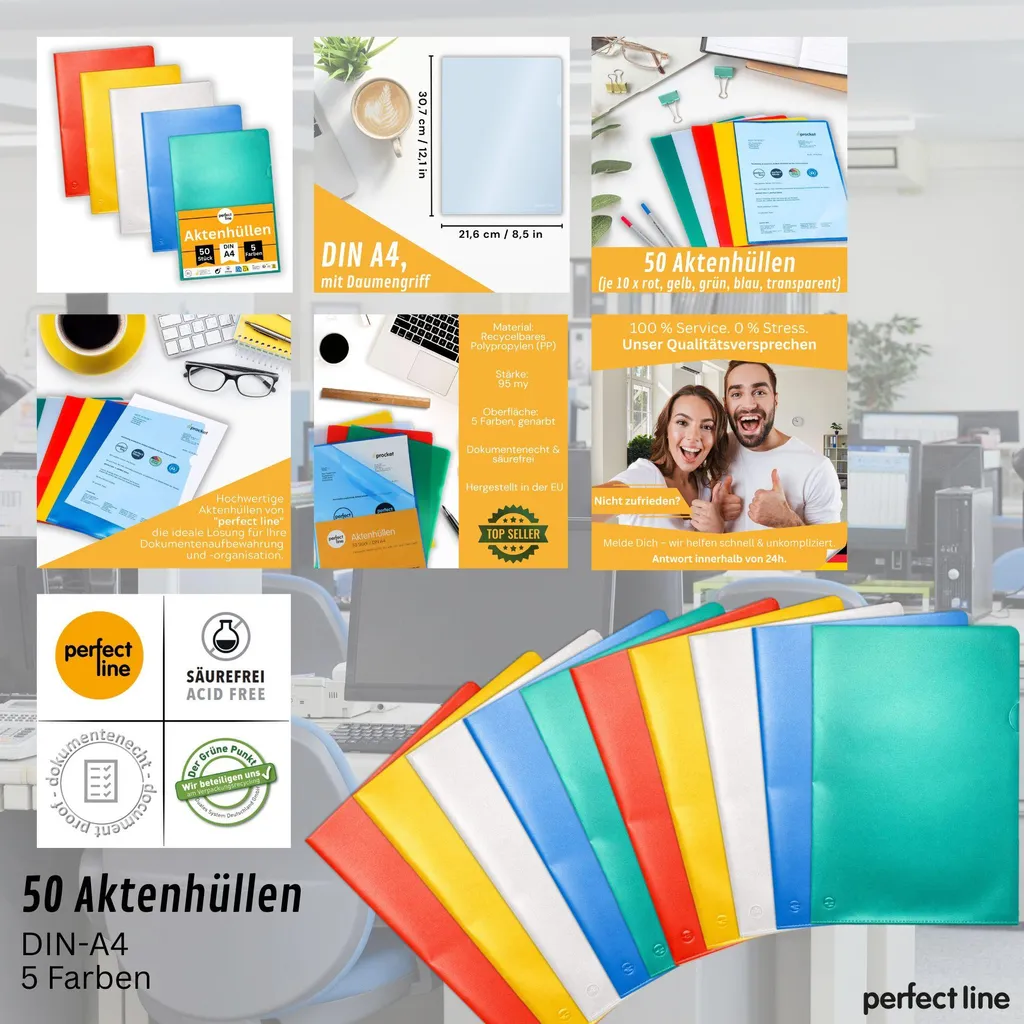 Pochettes A4 95μ Robustes sans Acide Ne Tache pas les Documents - 50pc - 8