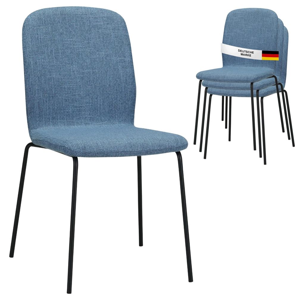 Albatros Esszimmerstühle 4er Set ENNA, blau - stapelbar, Produktbild 