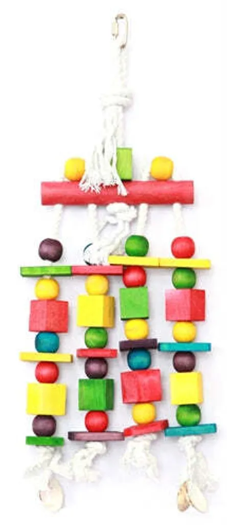 Jouet Happy Pet Block N Beads Perroquet - Accessoire Bois et Corde