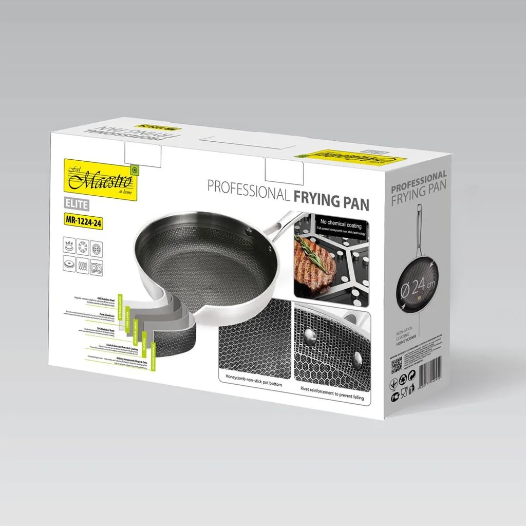 Padella Professionale Maestro MR-1224-28 cm | Acciaio 3-Ply Induzione - 6
