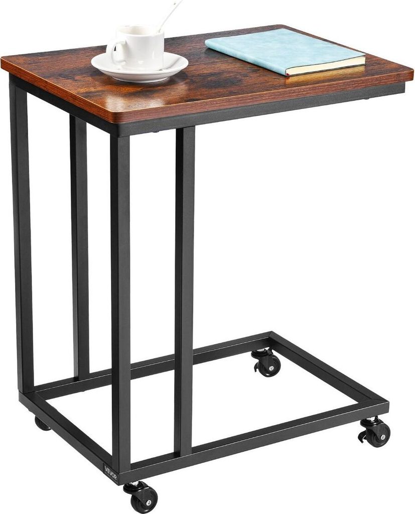 C-Tisch, C-förmiger Sofa-Beistelltisch mit Metallgestell und Rollen, tragbarer C-förmiger Beistelltisch für Wohnzimmer, Schlafzimmer und Büro, ...
