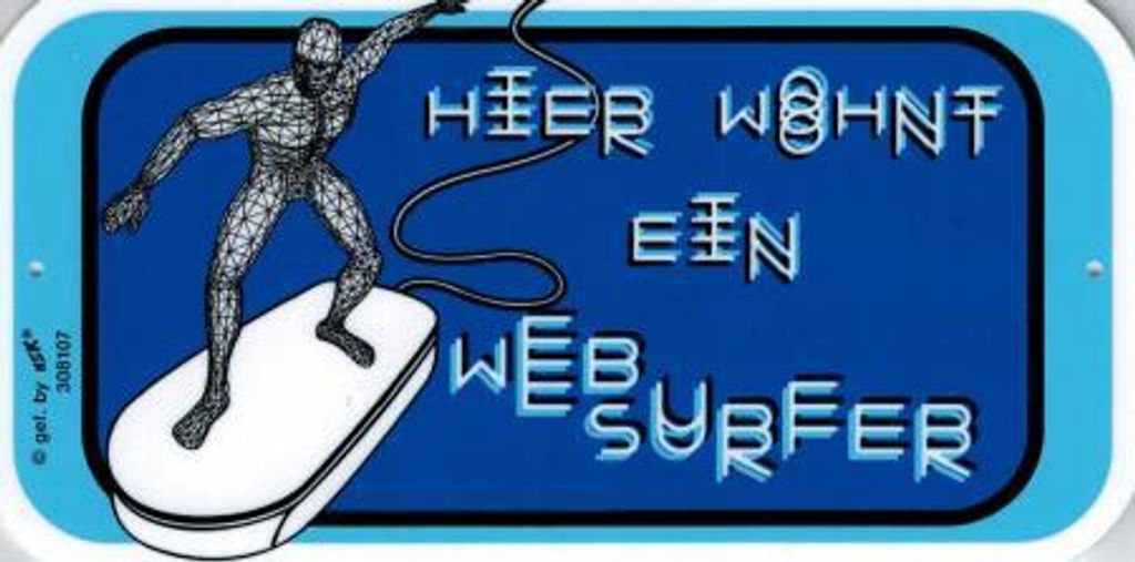 Türschild - HIER WOHNT EIN WEBSURFER - 308107 - Gr. 14,5 X 7,5 cm
