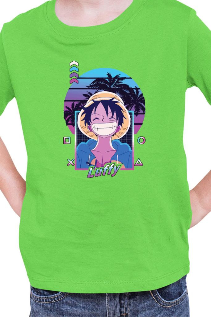 Kinder T-Shirt Manga Japan Anime Comics Animation One Manga Piece Anime 0022, 5-6 Jahr - 116 / Lime