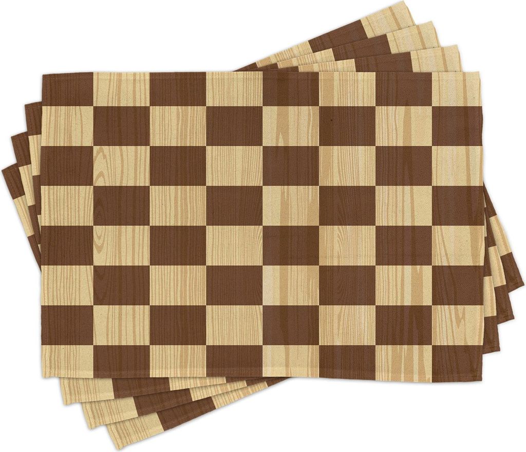 ABAKUHAUS Kariert Platzmatten, Empty Schachbrett aus Holz Seem Mosaik Textur Bild Schach Spiel Hobby Theme, 30 x 45 cm, Braun Hellbraun