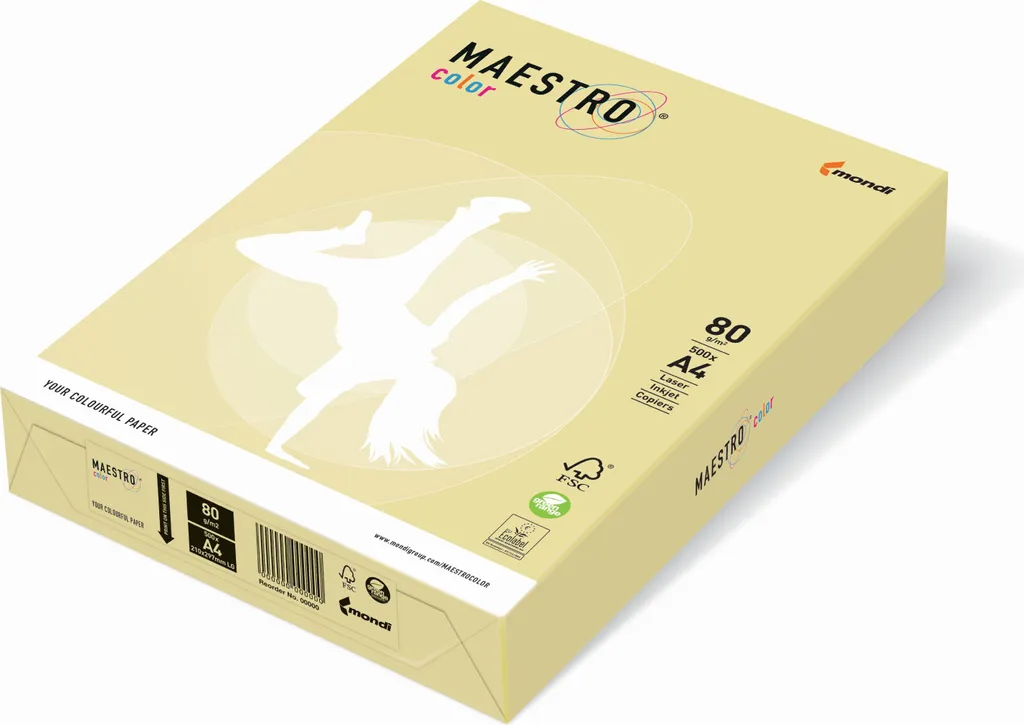 Papier A4 jaune pour présentations et rapports MAESTRO 120g 250 feuilles
