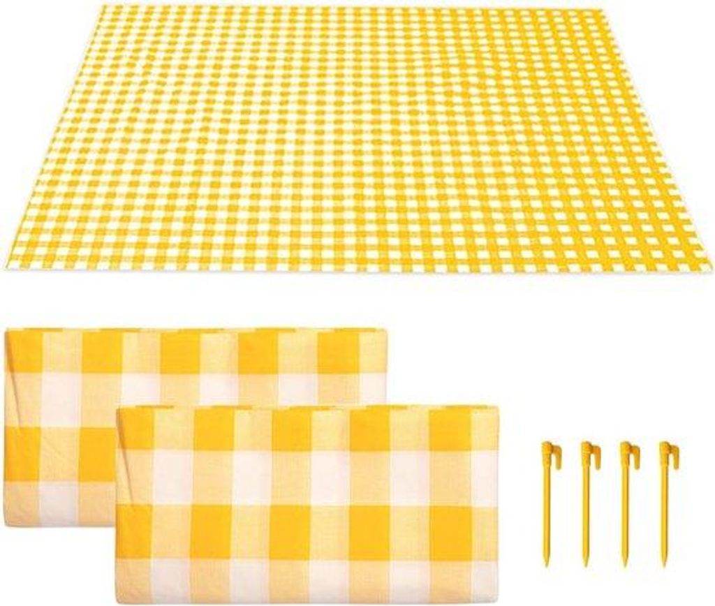 3er-Set Stranddecken, 180 x 180 cm, ultralicht, compact, wasserfest, outdoor, Reise- und Campingaccessoires, gelb