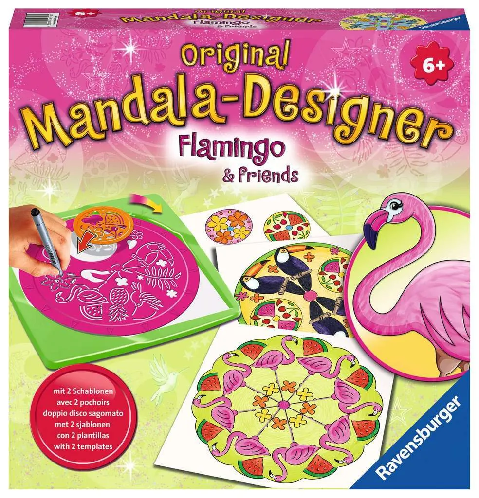 Mandala Designer Flamants Roses - Kit de Dessin avec Disque Amovible