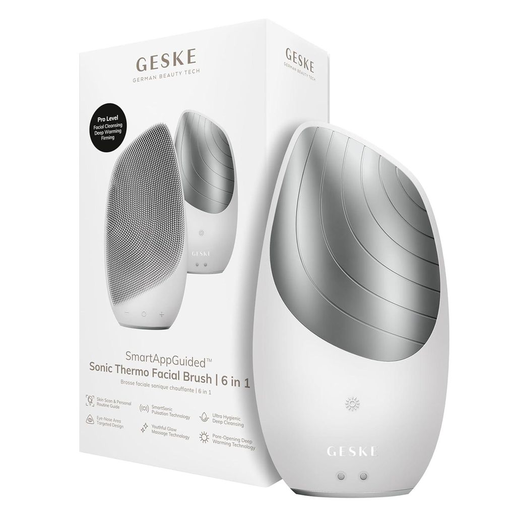 Elektrische Gesichtsreinigungsbürste 6 in 1 mit Wärmefunktion, Gesichtsmassagegerät aus Silikon, Tiefenreinigung, SmartSonic Technologie, Hautpf...