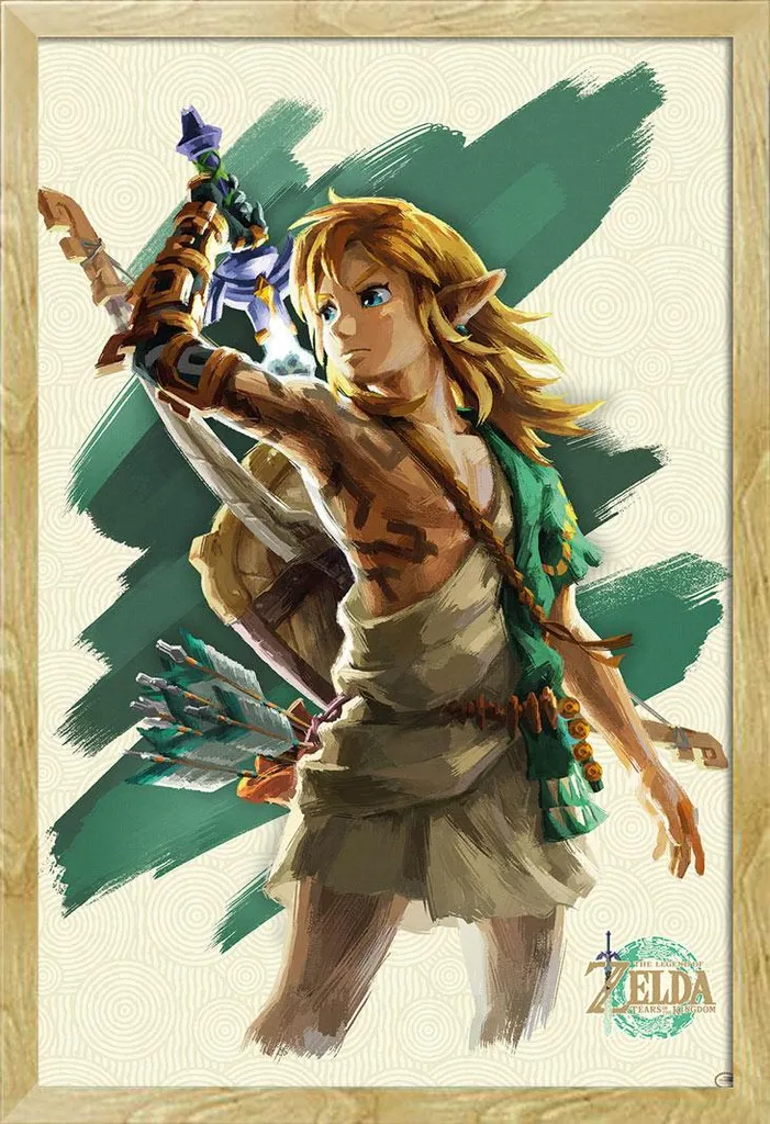 Poster Zelda Link Unleashed 61x91,5 cm encadré Shinsuke finition hêtre