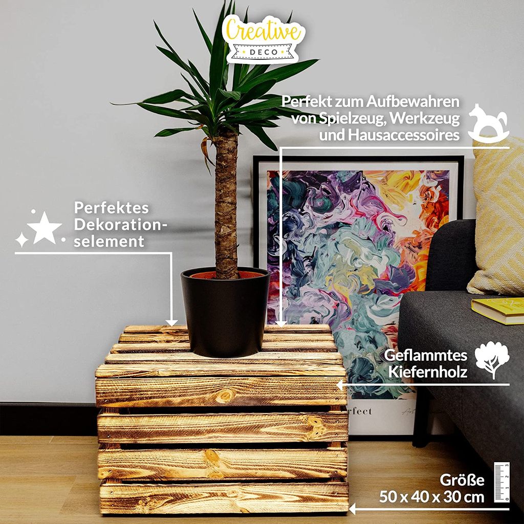 Creative Deco Drevená Krabica s Vekom | 50x40x30 cm | Obrázok produktu 3