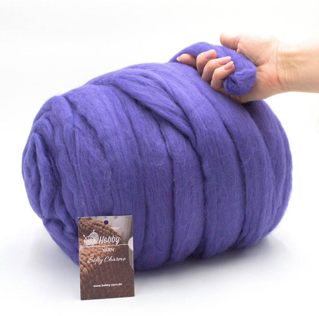 Hobby YARN - Softy Charme – 100% Schurwolle, 500g, XXL Merino Filzwolle, extra dickes Filzgarn zum Trocken- & Nassfilzen 26863 Highland Heather