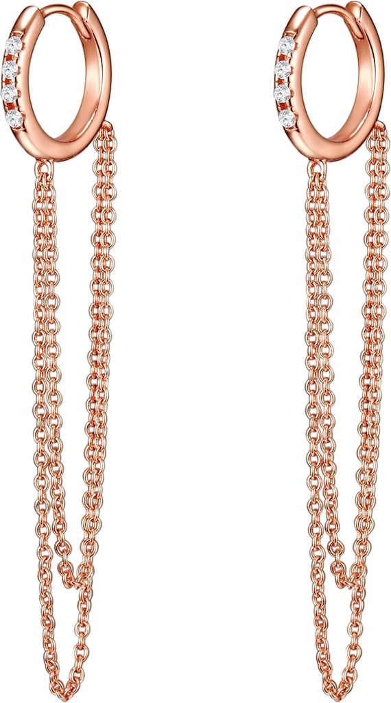 Creolen Sterling Silber roségold Zirkonia weiß