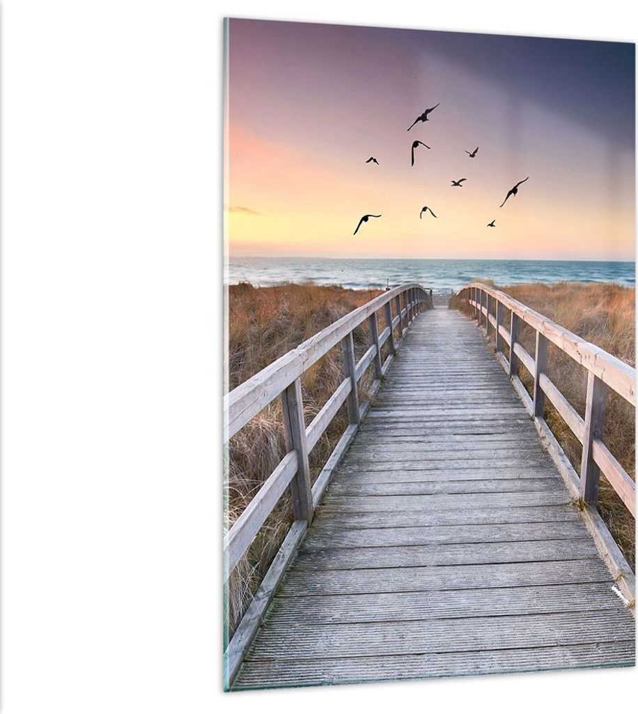 Bilder auf glas - Einteilig - Eintrag auf der Strand - 80x120cm - Glasbilder - Wandbilder - Bilder - zum Aufhängen bereit - Wanddekoration aus Gla...