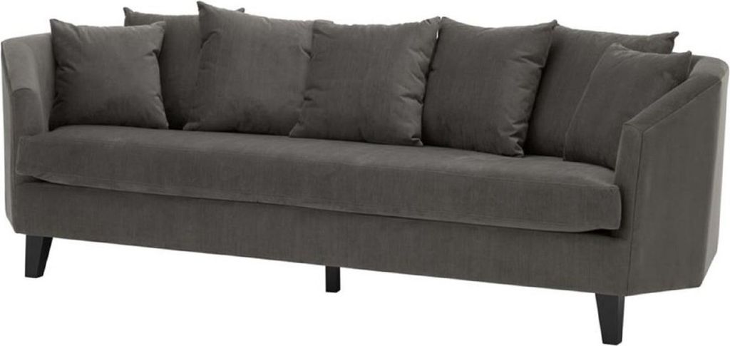 Casa Padrino Luxus Sofa mit Kissen Dunkelgrau / Schwarz 240 Produktbild 