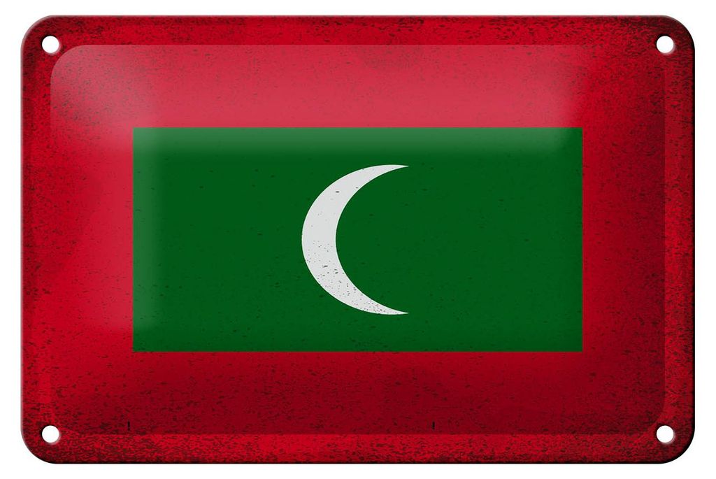 Blechschild Flagge Malediven 18x12cm Flag Maldives Vintage Dekoration