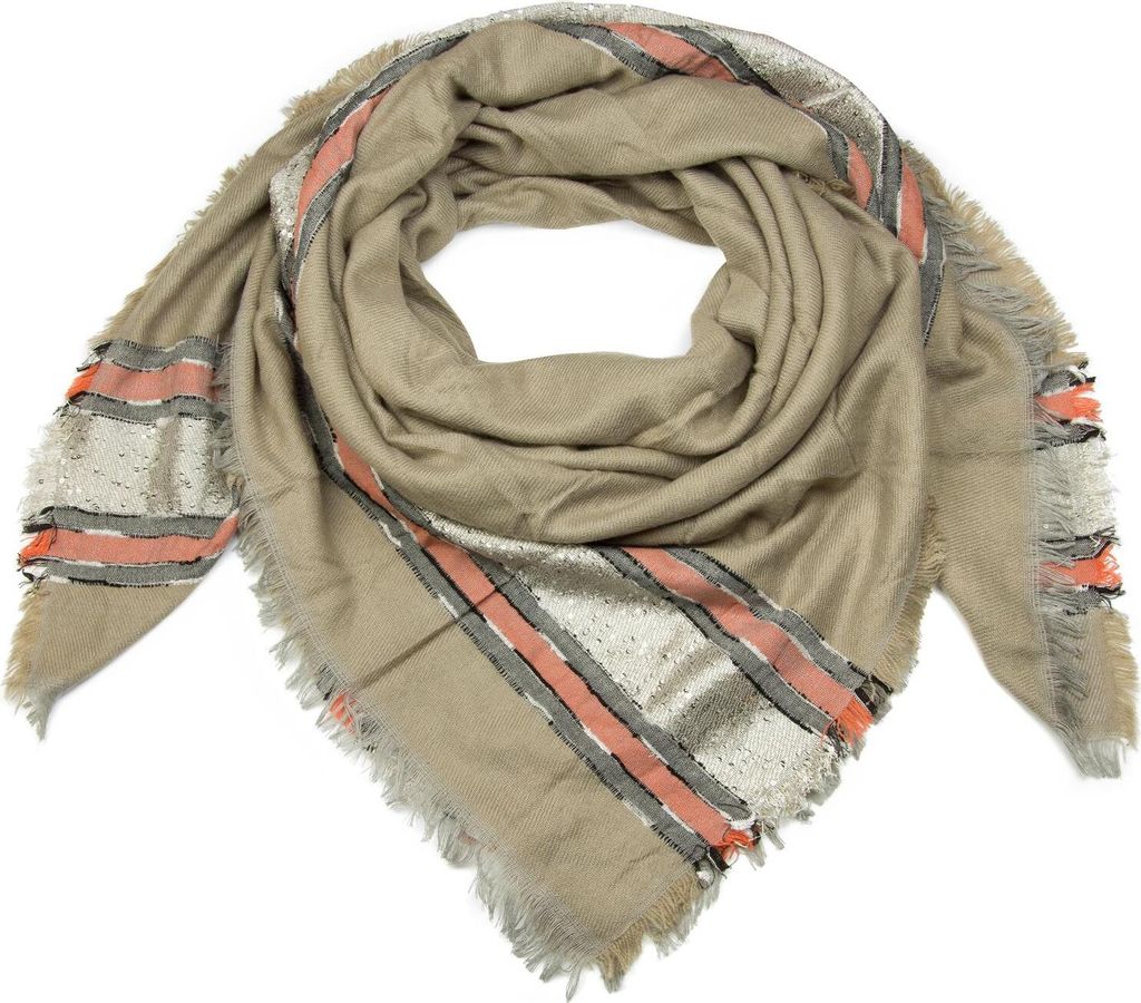 styleBREAKER XXL Viereckstuch mit Pailletten und Streifen, Fransen, Winter Schal, Tuch, Damen 01017056