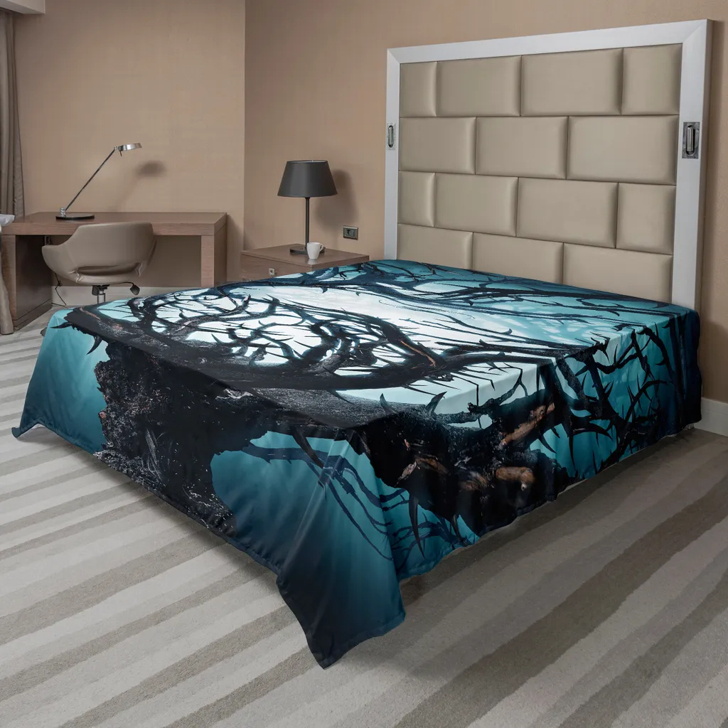 Lenzuolo Bianco Verde Acqua 244x205 ABAKUHAUS - Stampa Mistica