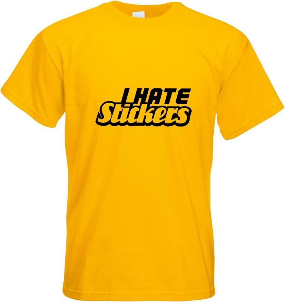 Kiwistar - T-Shirt - gelb - I Hate Stickers Motiv Bedruckt Funshirt Design Print - mit Motiv Bedruckt - Funshirt Design - Sport - Freizeit - Herren...