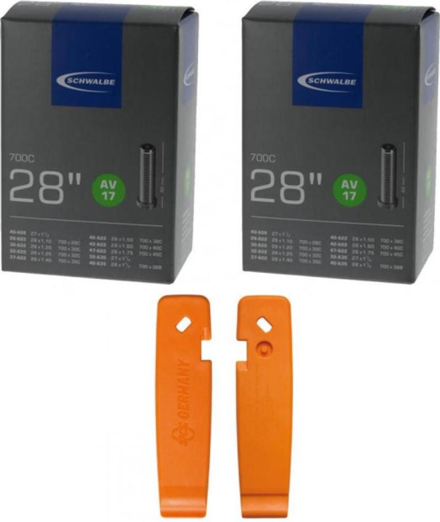 Schwalbe Schlauch AV17 (28/47-622/635) 28 Zoll SKS Reifenheber-Set orange 1 S...
