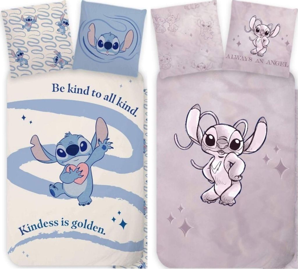 Disney Lilo & Stitch Angel - 2 x Wende-Bettwäsche-Set, 135x200 & 80x80