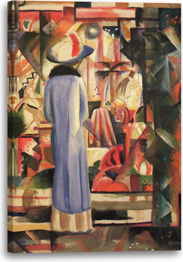Leinwandbild (70x100cm): August Macke - Großes helles Schaufenster, echter Holz-Keilrahmen inkl. Aufhänger, handgefertigt in Deutschland