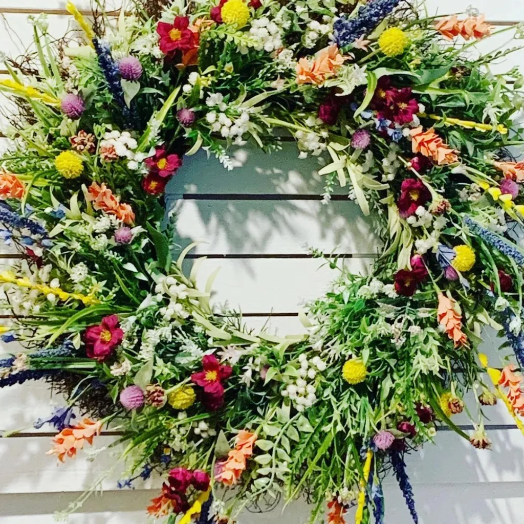 INF Couronne florale 35cm en polyester et polyuréthane multicolore - 4