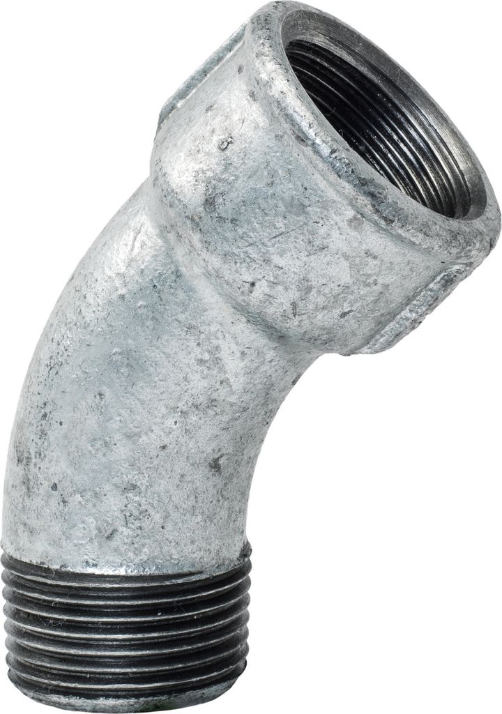 Bogen lang 3/4" 45 Grad IG/AG verzinkt : 3/4 Zoll Größe: 3/4 Zoll