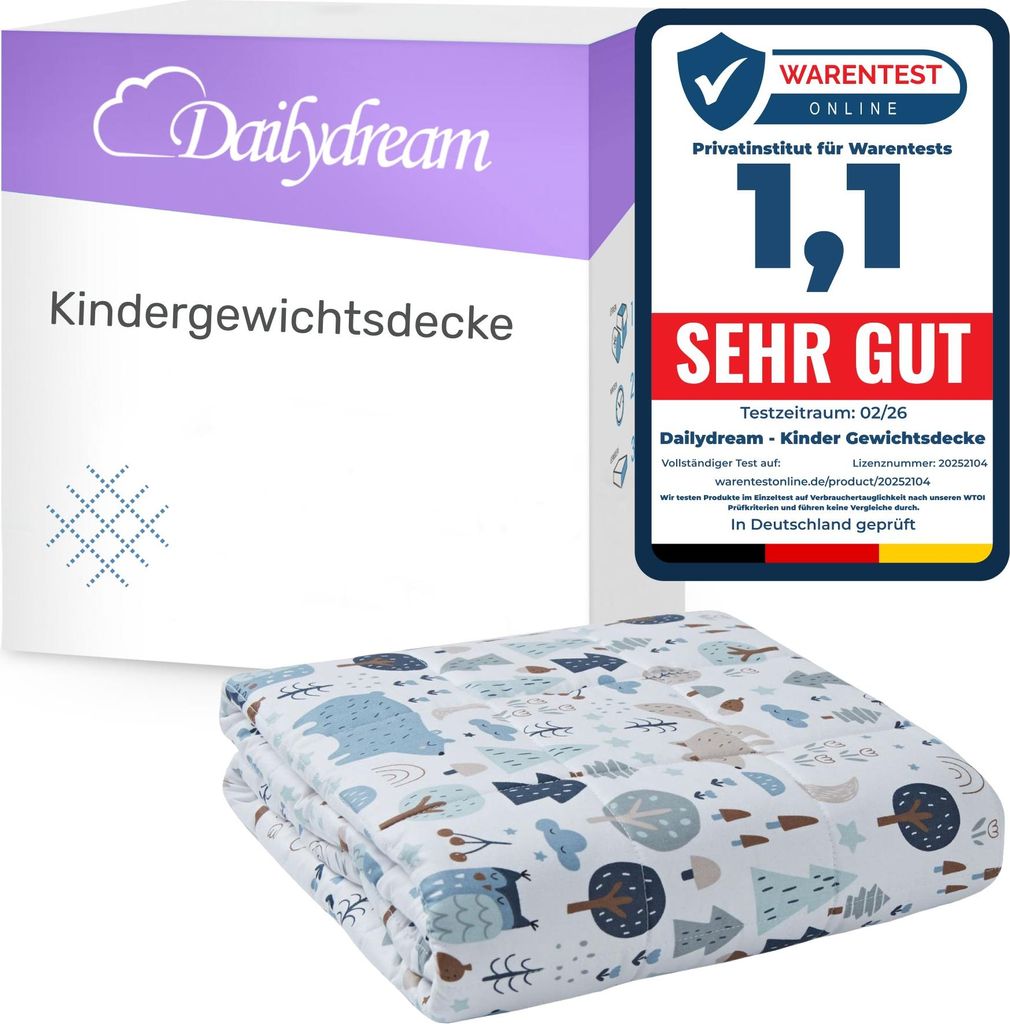 Dailydream Gewichtsdecke Kinder – Baumwolle – Forest – 90x120 cm – 2,5 kg - Beruhigende Wirkung - Besser Einschlafen 2,5 KG / 90x 120cm