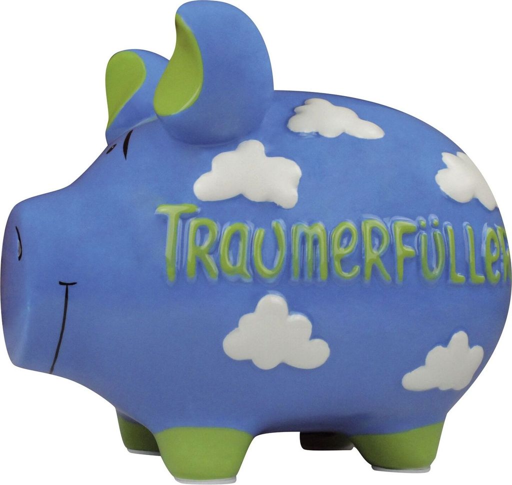 Spardose Schwein "Traumerfüller" - Keramik, hellblau, Produktbild 