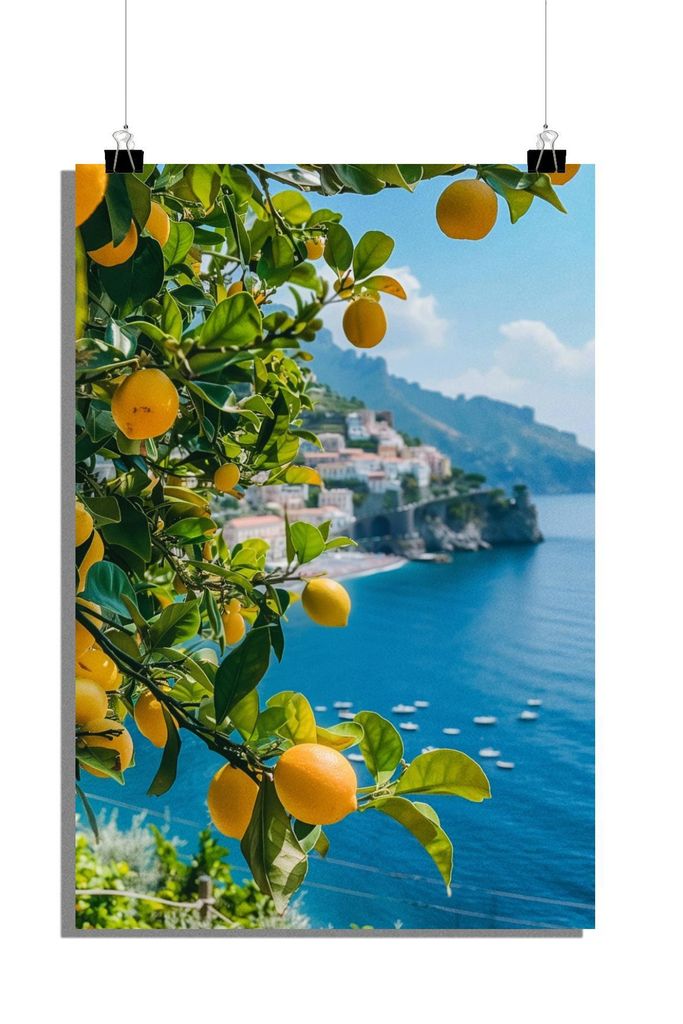Lemons Poster - Amalfi Poster - Frucht Poster - Natur Poster - 61x91cm - Perfekt zum Einrahmen