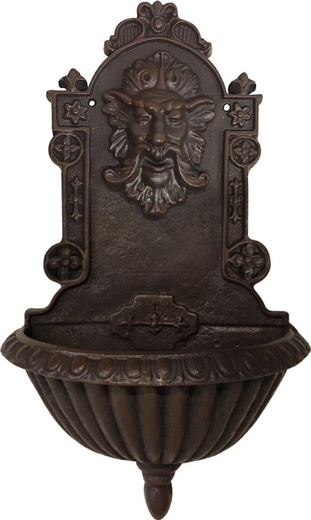 Nostalgie Deko Wandbrunnen Neptun Gusseisen Antik-Stil Braun