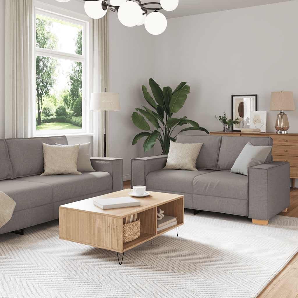 Möbel 2-tlg. Sofagarnitur mit Kissen Taupe Stoff - Klassische Sofas CC4897