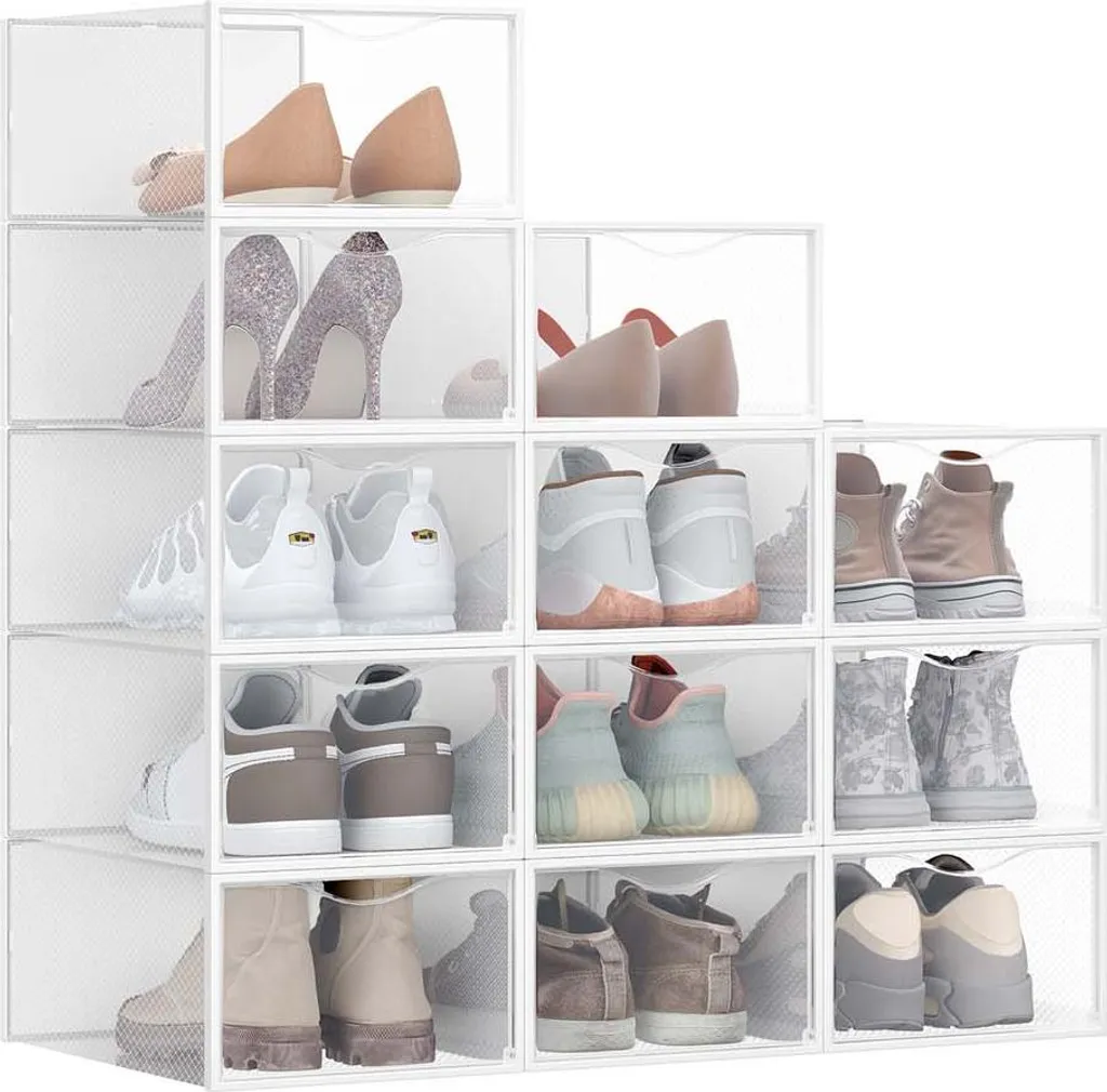 Boîtes à Chaussures Plastique PP Peu Encombrantes avec Couvercle - 12x