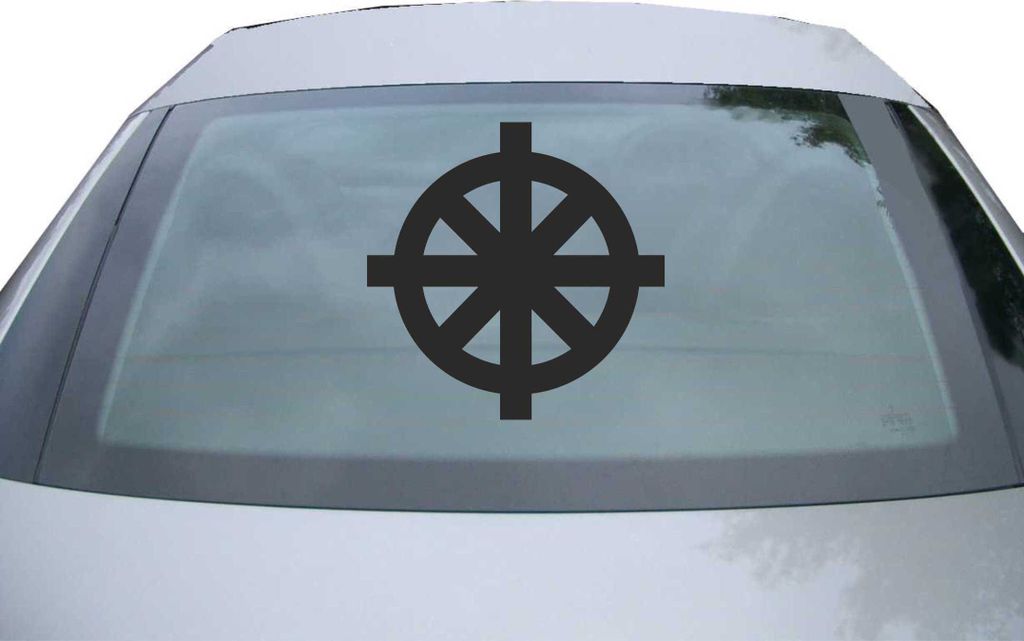 Indigos UG - Aufkleber Heckscheibe & Motorklappe DE7125 - schwarz - 600x600 mm - Dharmachakra Buddhismus - Auto Scheiben Fenster Heckklappe Tuning ...