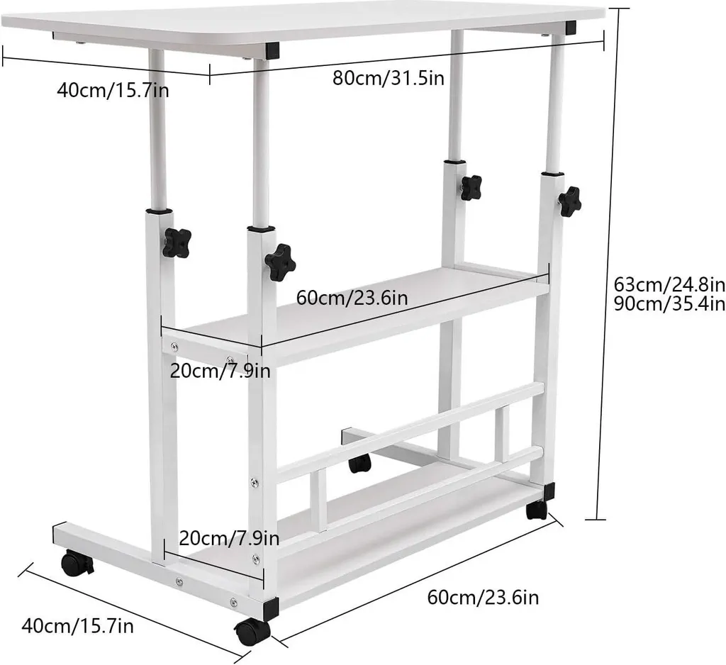 Table Basse Réglable sur Roulettes - Bureau d'appoint pour Ordinateur - 5