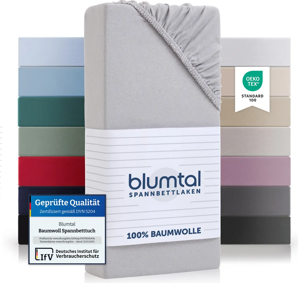 Offerta Set 2 Lenzuola Blumtal 150x200 Jersey Cotone Moonlight Grey