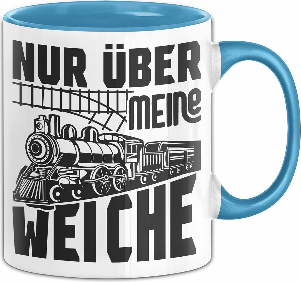 Eisenbahner Tasse Geschenk Nur Über Meine Weiche Modell-Eisenbahner Eisenbahnfahrer Geschenkidee Kaffee-Becher (Blau)