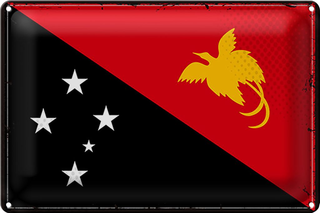 Blechschild Flagge Papua-Neuguinea 18x12cm Retro New Guinea
