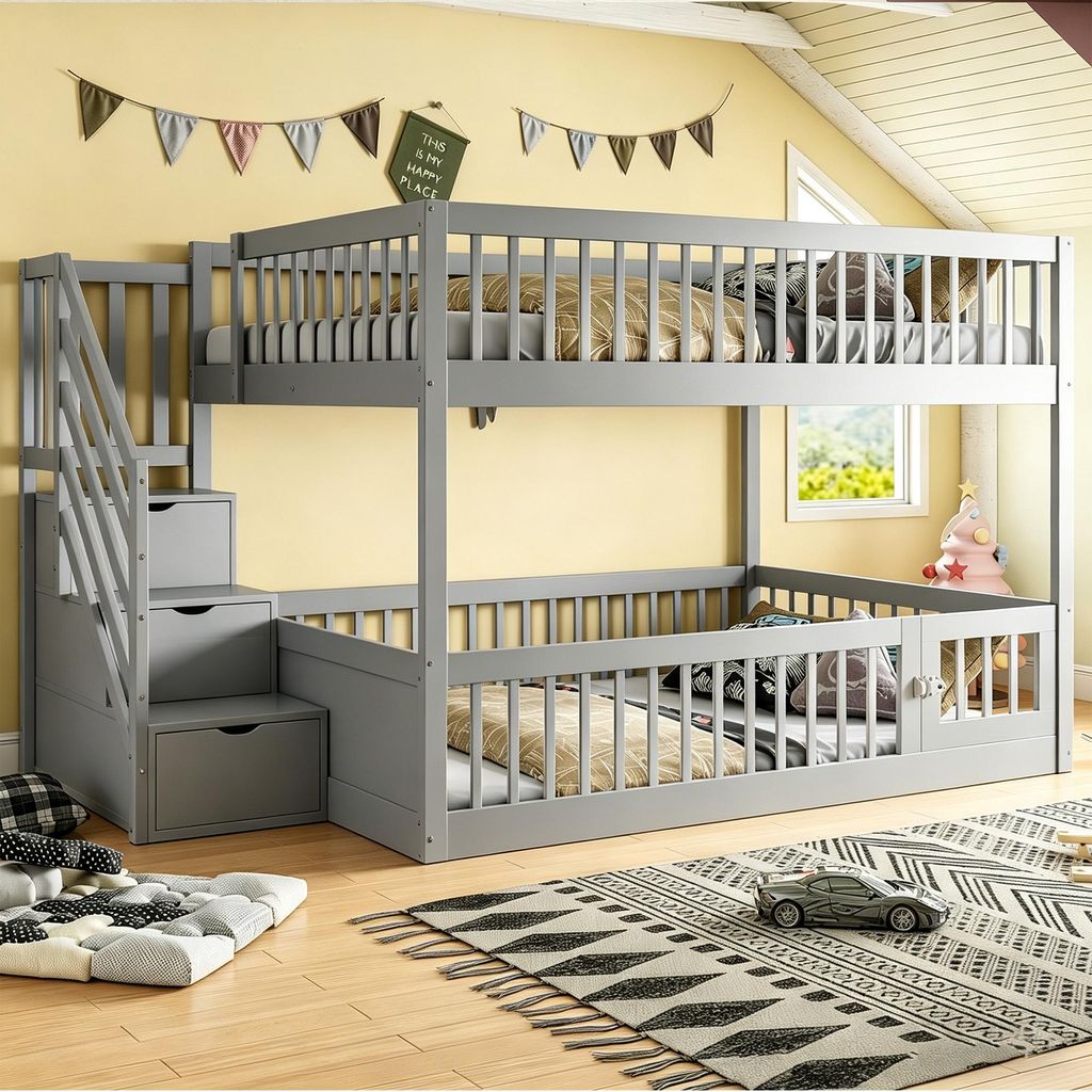 Flieks Etagenbett 140x200cm mit Schubladen und Treppe, Produktbild 