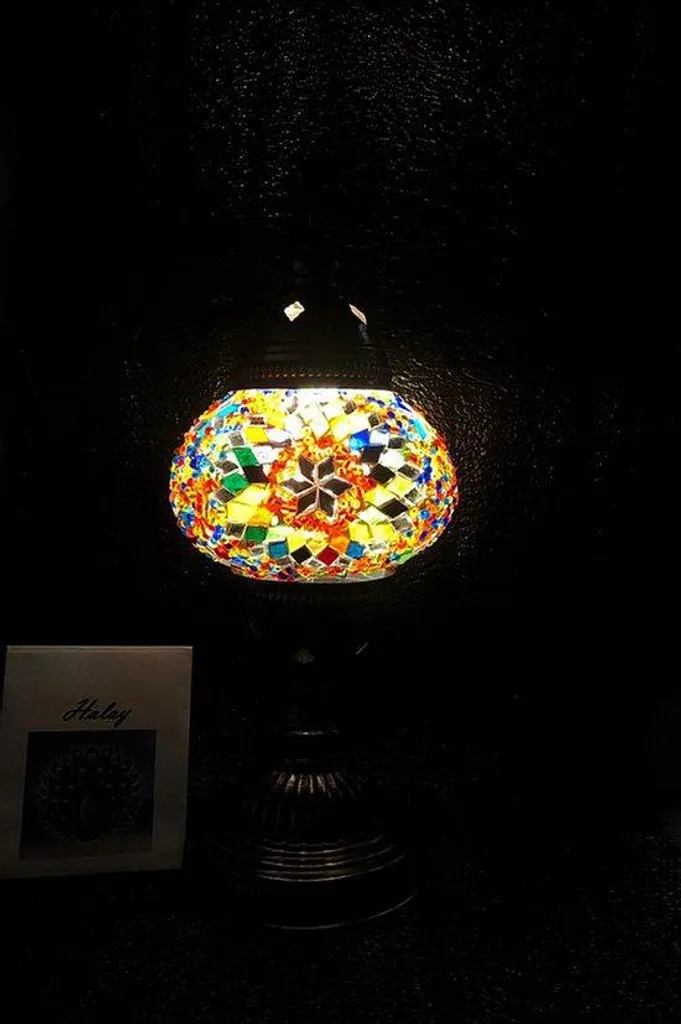 Lampe mosaïque faite main design oriental avec ampoule LED E14 incluse - 4