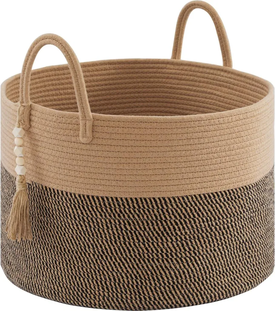Panier de Rangement XXL en Jute Tressé 65 Litres pour Linge et Jouets