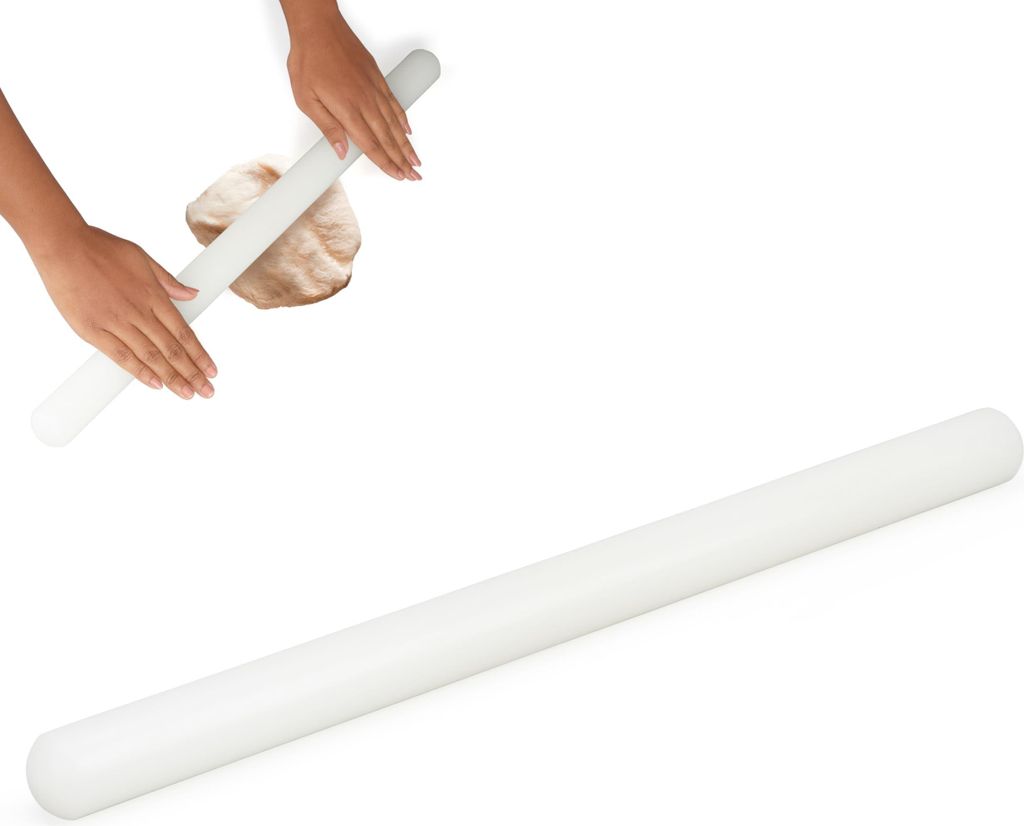 Kurtzy Polyethylen Pizzaroller Teigroller - 50 cm - Großer Antihaft-Profi Französischer Fondant Roller - Glatt Backen Zubehör für Fondant, Pizz...