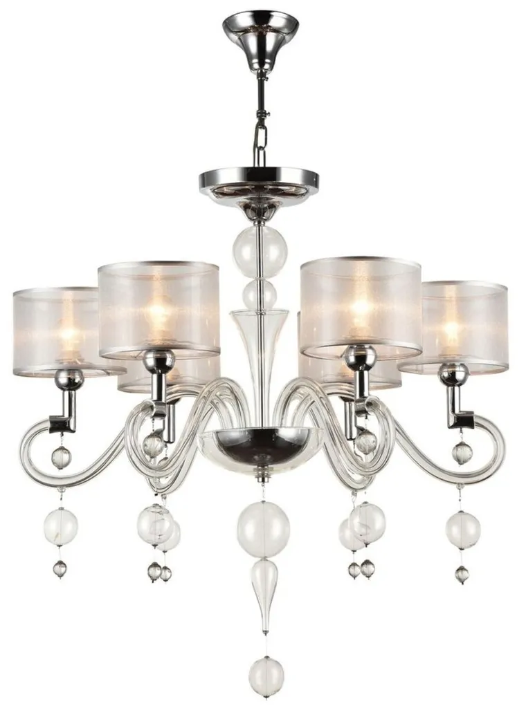 Illuminer un salon avec le lustre baroque argenté 6 flammes Ø 71 cm