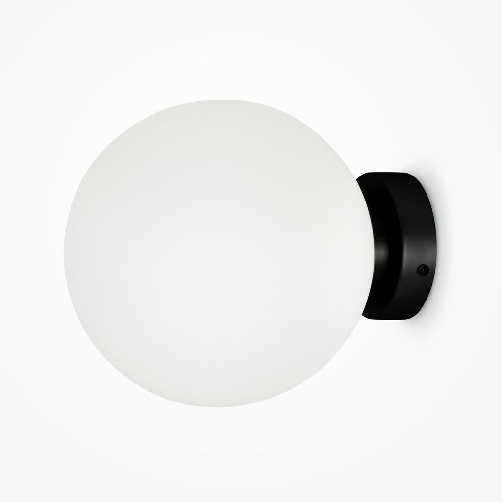 Spiegelleuchte Metall Glas E14 rund Ø 20 cm Schwarz Weiß Kugel Schirm Modern Wandlampe Badezimmer